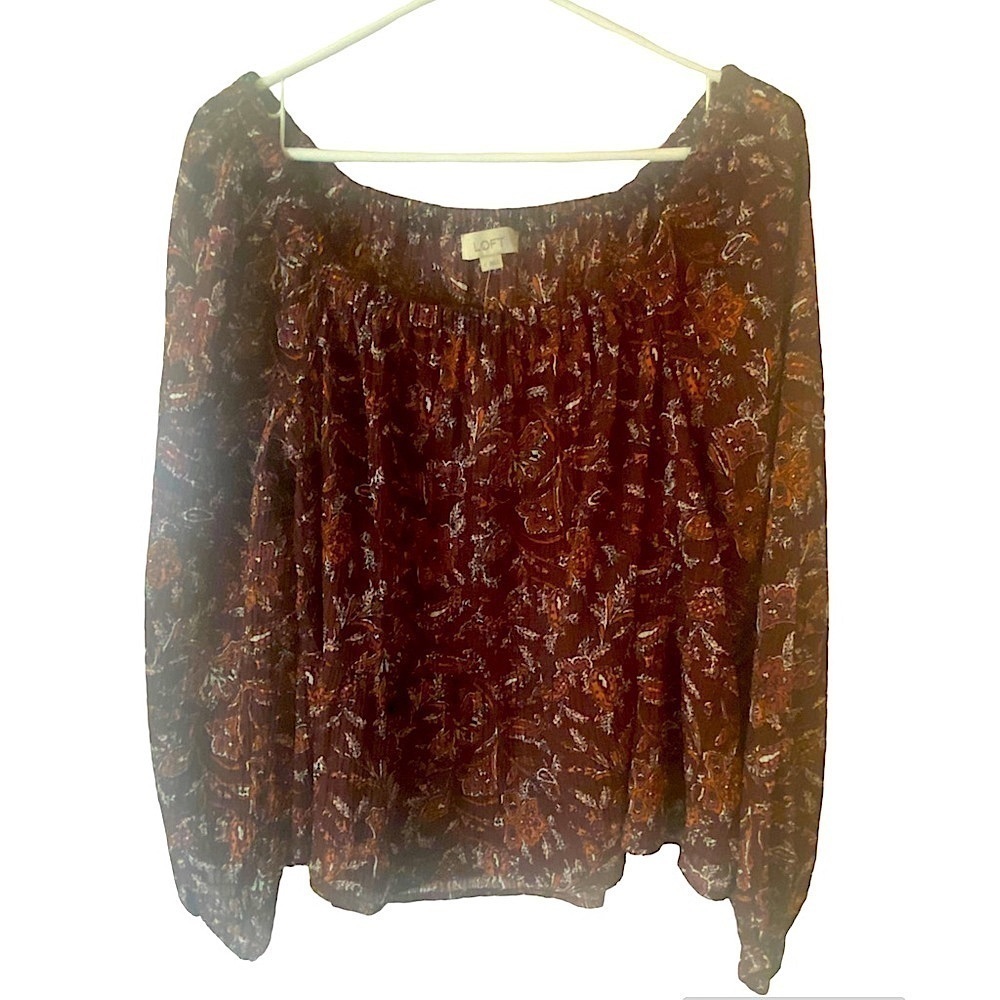 NWT Loft by Ann Taylor Chiffon Floral Long Sleeve Blouse size Small - Picture 2 of 8